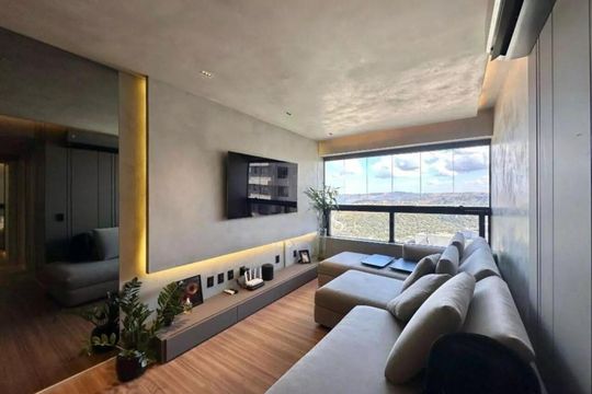 Sala de apartamento à venda com 2 quartos, 98m² em Vila da Serra, Nova Lima