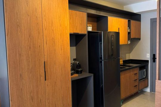 Cozinha de apartamento para alugar com 1 quarto, 25m² em Vila Mariana, São Paulo