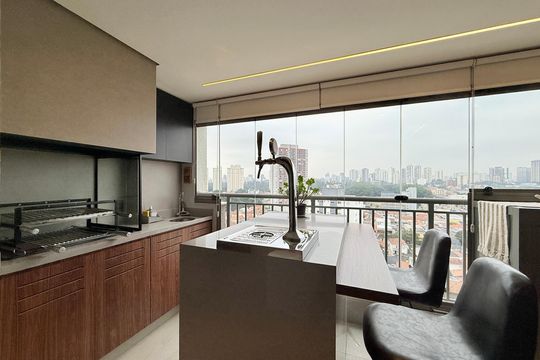 Varanda Gourmet de apartamento à venda com 2 quartos, 71m² em Jardim Caravelas, São Paulo