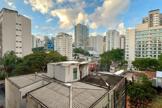 Vista da Varanda de kitnet/studio à venda com 1 quarto, 27m² em Pinheiros, São Paulo