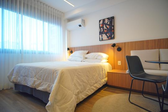 Quarto - Sala de kitnet/studio para alugar com 1 quarto, 28m² em Boa Vista, Porto Alegre