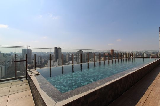 Área Comum - Piscina de kitnet/studio para alugar com 1 quarto, 27m² em Vila Nova Conceição, São Paulo