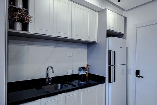 Cozinha de apartamento para alugar com 1 quarto, 27m² em Belenzinho, São Paulo