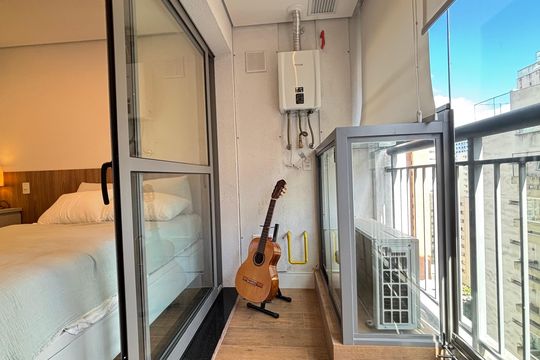 Varanda de apartamento à venda com 1 quarto, 25m² em Indianópolis, São Paulo