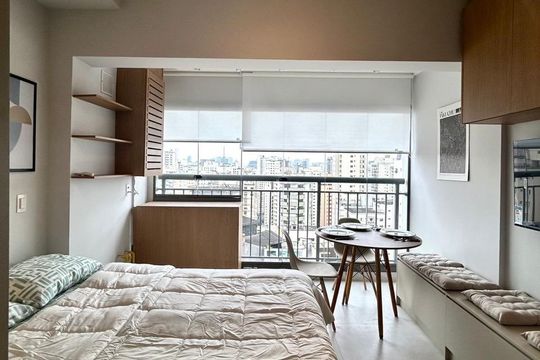 Quarto de apartamento à venda com 1 quarto, 28m² em Indianópolis, São Paulo