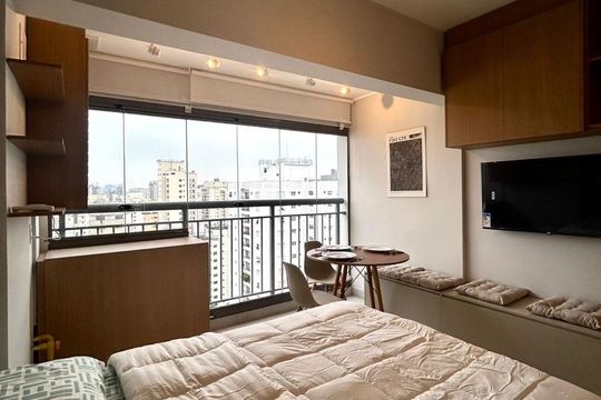 Quarto de apartamento à venda com 1 quarto, 28m² em Indianópolis, São Paulo