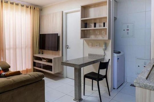 Sala de apartamento à venda com 1 quarto, 41m² em Jardim Goiás, Goiânia