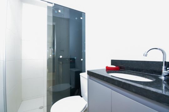Banheiro de apartamento para alugar com 2 quartos, 36m² em Vila das Bandeiras, Guarulhos