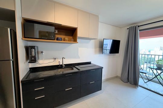 Cozinha de kitnet/studio à venda com 1 quarto, 26m² em Santo Amaro, São Paulo