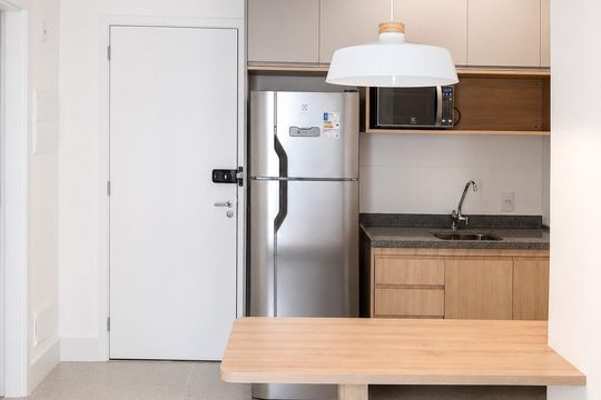 Cozinha de apartamento à venda com 2 quartos, 37m² em Lapa de Baixo, São Paulo
