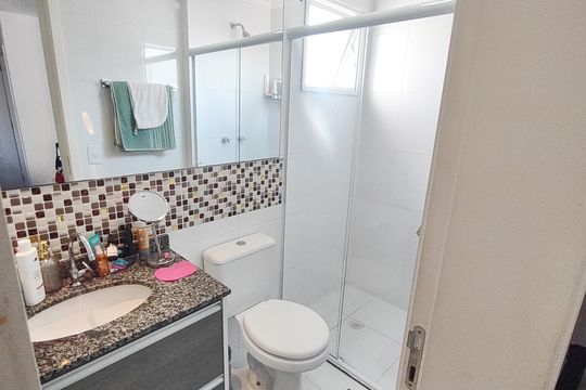 Banheiro da Suíte 2 de apartamento à venda com 2 quartos, 79m² em Santa Paula, São Caetano do Sul