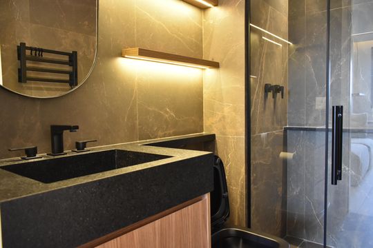 Banheiro Social de apartamento à venda com 2 quartos, 77m² em Vila Monte Alegre, São Paulo