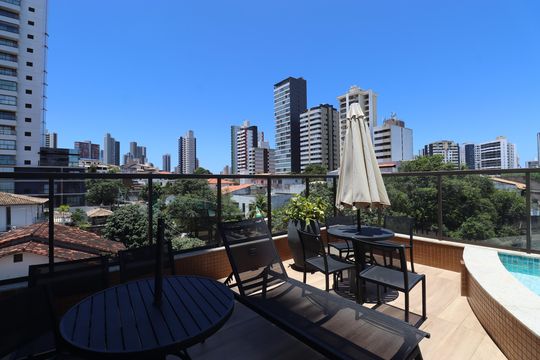 Área comum - Piscina de kitnet/studio para alugar com 1 quarto, 26m² em Caminho das Árvores, Salvador