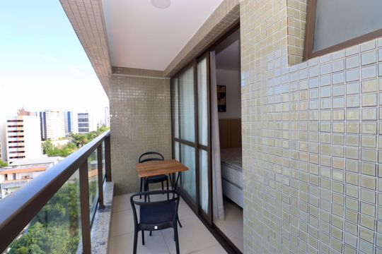Varanda de kitnet/studio para alugar com 1 quarto, 22m² em Caminho das Árvores, Salvador