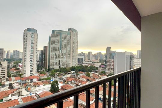 Varanda de kitnet/studio para alugar com 1 quarto, 26m² em Pinheiros, São Paulo