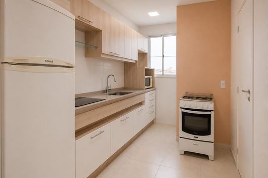 Cozinha de apartamento para alugar com 2 quartos, 40m² em Santa Fe, Gravataí