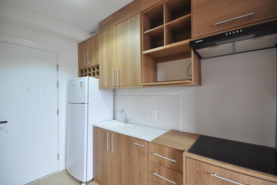 Cozinha de apartamento à venda com 1 quarto, 17m² em Vila Nilo, São Paulo