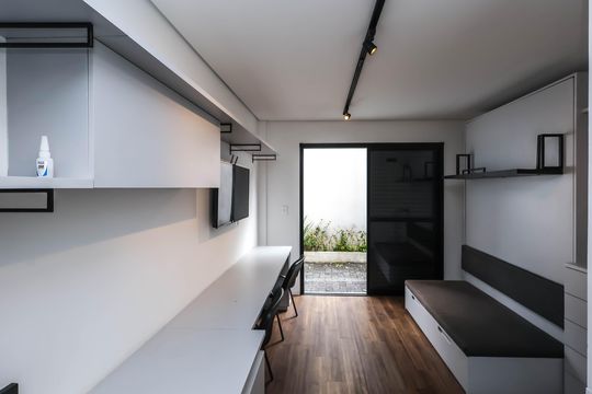 Quarto/Sala e Cozinha de kitnet/studio para alugar com 1 quarto, 26m² em Vila Mariana, São Paulo