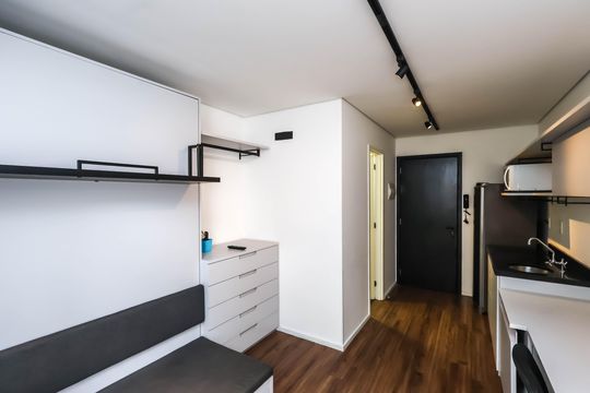 Quarto/Sala e Cozinha de kitnet/studio para alugar com 1 quarto, 26m² em Vila Mariana, São Paulo