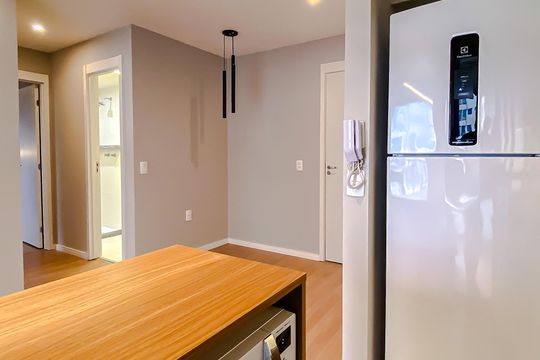Cozinha de apartamento à venda com 2 quartos, 47m² em Vila Anastácio, São Paulo
