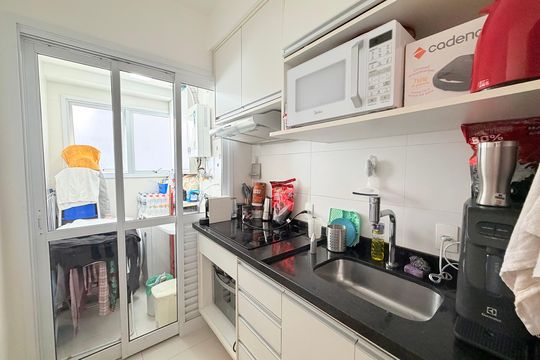 Cozinha de apartamento à venda com 1 quarto, 50m² em Vila Gertrudes, São Paulo