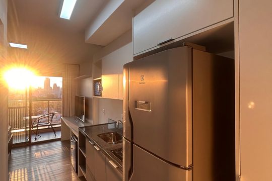 Cozinha de kitnet/studio à venda com 1 quarto, 25m² em Santo Amaro, São Paulo