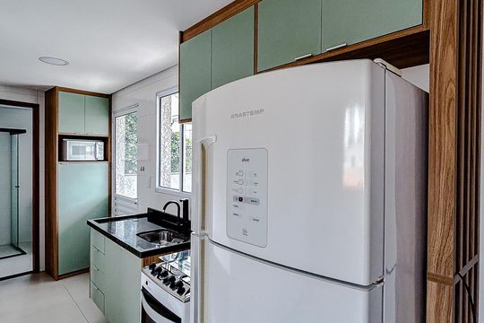 Cozinha de apartamento à venda com 2 quartos, 36m² em Chácara Califórnia, São Paulo