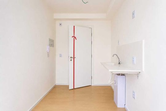 Cozinha de kitnet/studio para alugar com 1 quarto, 17m² em Vila Andrade, São Paulo