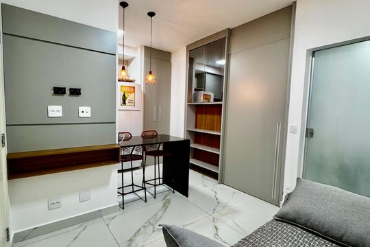 Sala/cozinha de apartamento para alugar com 1 quarto, 32m² em Estoril, Belo Horizonte