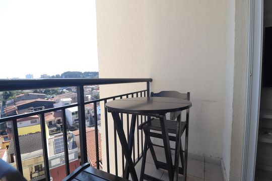 Varanda Sala de apartamento à venda com 1 quarto, 48m² em Parque Jaçatuba, Santo André
