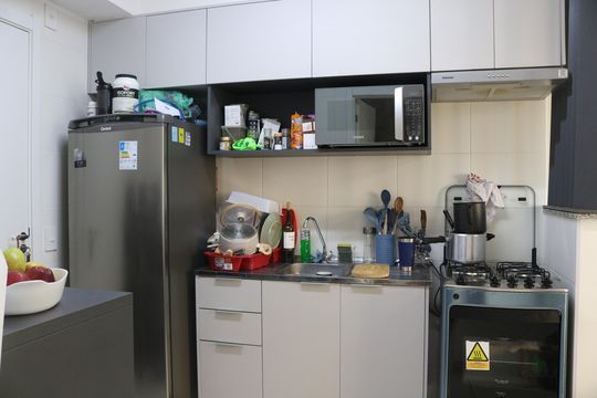 Cozinha de apartamento à venda com 1 quarto, 27m² em Barra Funda, São Paulo