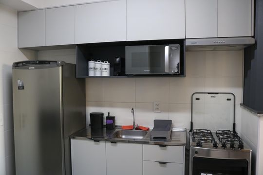 Cozinha de apartamento à venda com 1 quarto, 27m² em Barra Funda, São Paulo