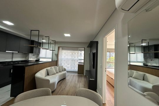 Sala de apartamento à venda com 1 quarto, 51m² em Alphaville Industrial, Barueri