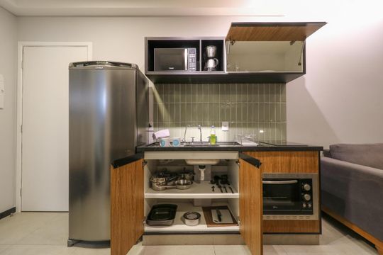 Cozinha de apartamento à venda com 1 quarto, 30m² em Consolação, São Paulo