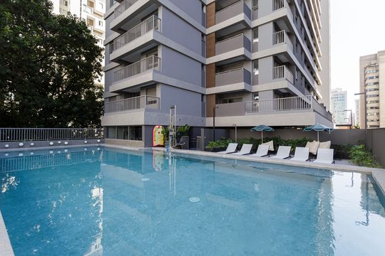 Área comum - Piscina de kitnet/studio à venda com 1 quarto, 27m² em Moema, São Paulo