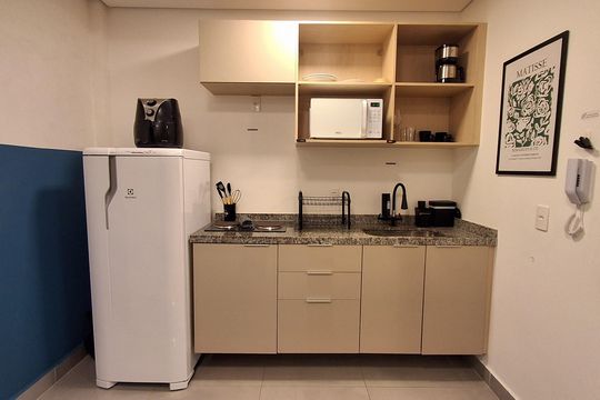 Cozinha  de kitnet/studio à venda com 1 quarto, 25m² em Vila Campestre, São Bernardo do Campo
