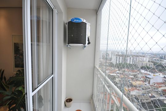 Sacada da Sala de apartamento à venda com 2 quartos, 64m² em Carandiru, São Paulo