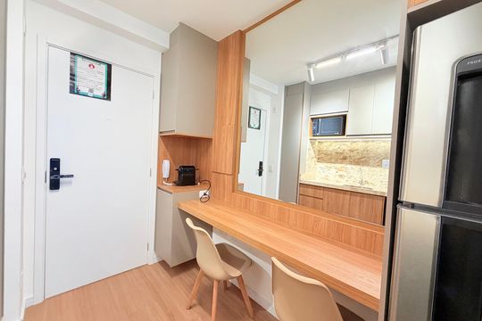 Cozinha de kitnet/studio para alugar com 1 quarto, 26m² em Santo Amaro, São Paulo