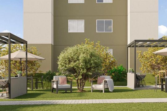 Área externa de apartamento para alugar com 2 quartos, 67m² em Jardim Riacho das Pedras, Contagem