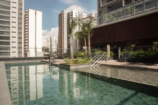 Área comum - Piscina de kitnet/studio para alugar com 1 quarto, 28m² em Vila Clementino, São Paulo