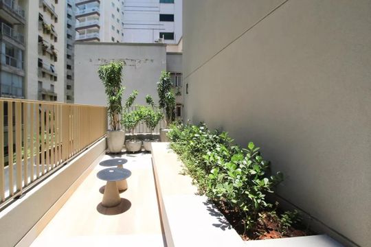 Área externa de kitnet/studio para alugar com 1 quarto, 24m² em Vila Olímpia, São Paulo