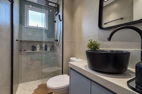 Banheiro de apartamento à venda com 2 quartos, 44m² em Centro, Diadema
