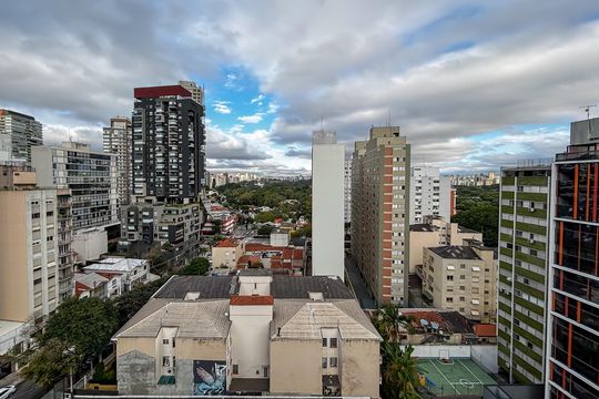 Vista da varanda da sala de apartamento para alugar com 1 quarto, 110m² em Pinheiros, São Paulo