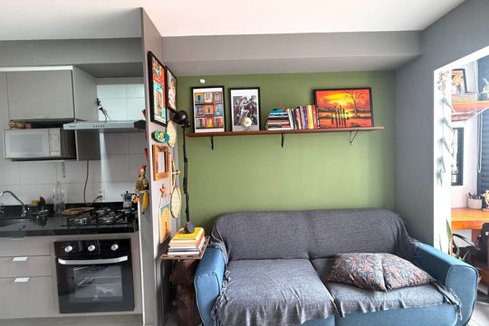 Sala/cozinha de kitnet/studio à venda com 1 quarto, 28m² em Jardim da Gloria, São Paulo