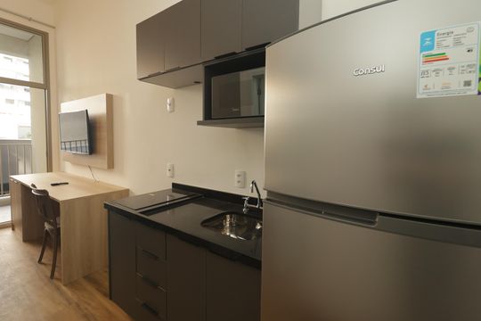 Cozinha de kitnet/studio para alugar com 1 quarto, 26m² em Vila Mariana, São Paulo