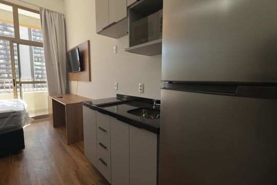 Cozinha de kitnet/studio para alugar com 1 quarto, 26m² em Vila Mariana, São Paulo