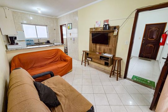 Sala de apartamento para alugar com 1 quarto, 53m² em Cidade Ocian, Praia Grande