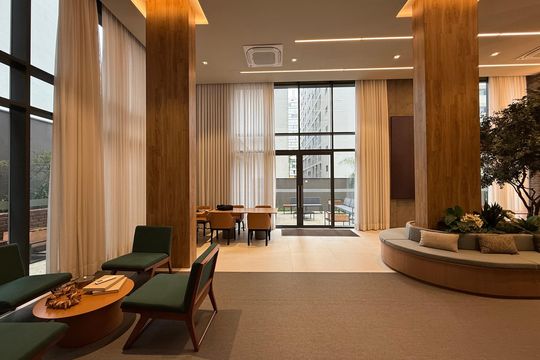 Área externa de kitnet/studio para alugar com 1 quarto, 24m² em Higienópolis, São Paulo