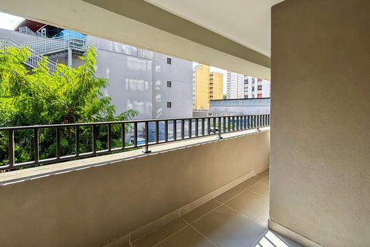 Varanda da sala de apartamento para alugar com 1 quarto, 38m² em Pinheiros, São Paulo