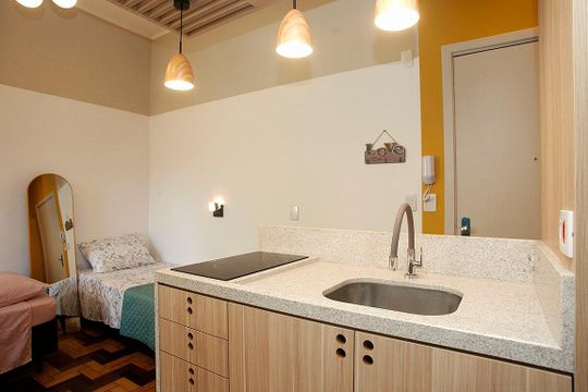 Studio - Cozinha de apartamento para alugar com 1 quarto, 25m² em Centro Histórico, Porto Alegre
